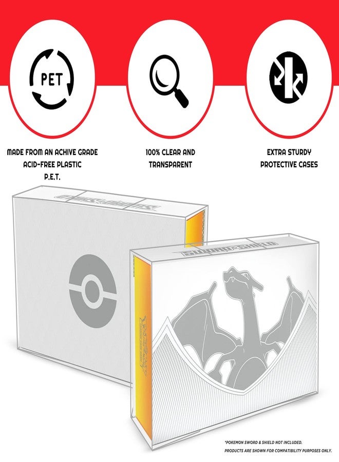 ايفورترو علبة عرض واقية من إيفوريترو متوافقة مع صندوق مجموعة تشاريزارد ألترا بريميوم من بوكيمون تي سي جي سورد آند شيلد (صندوق مجموعة بوكيمون غير متضمن) مصنوعة من بلاستيك PET بسماكة 0.50 مم - Image 3